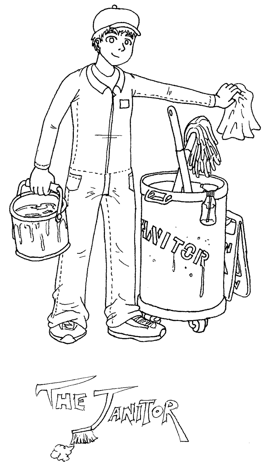 Janitor PNG Black And White-P