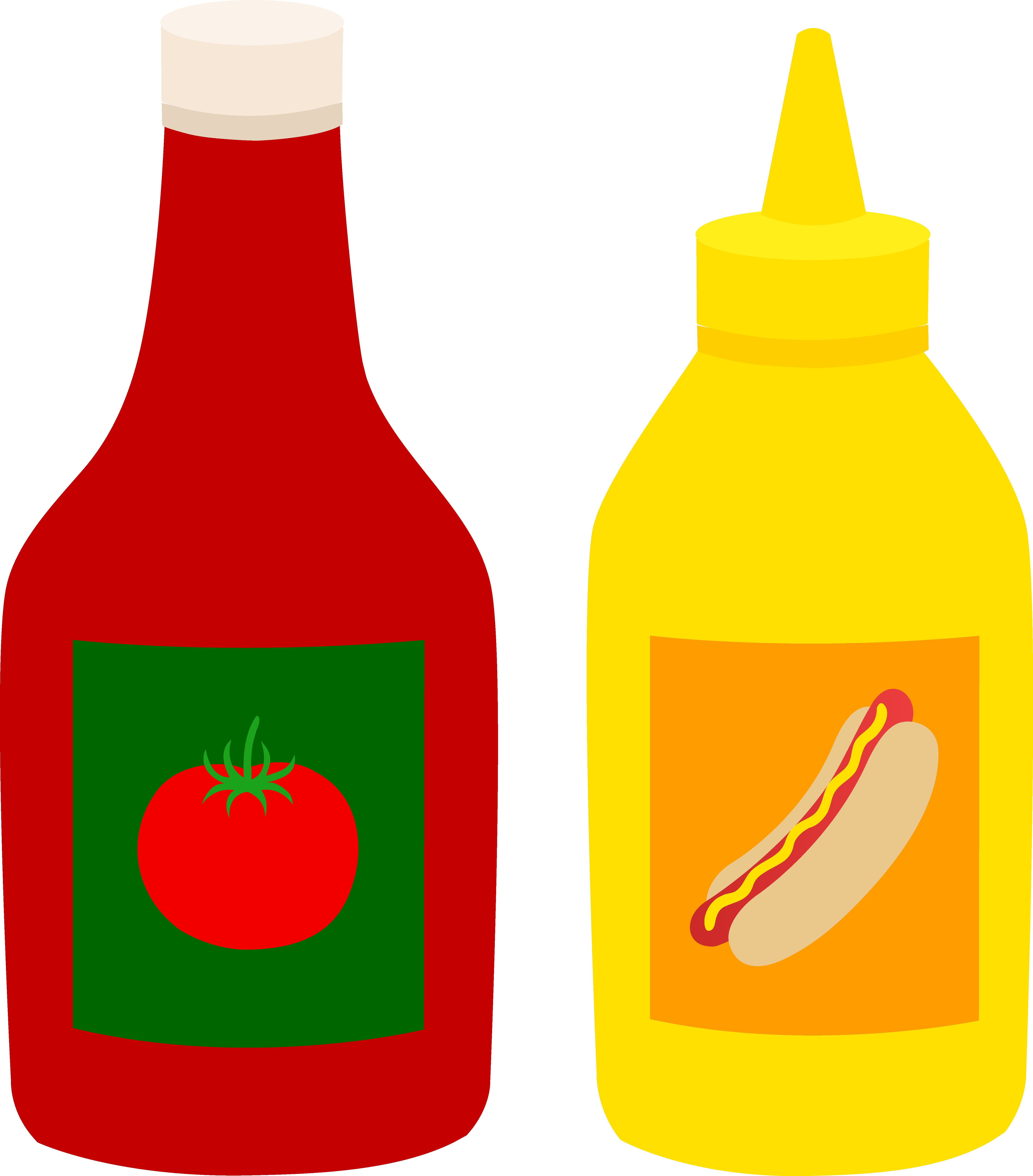 ketchup and mustard bottles c
