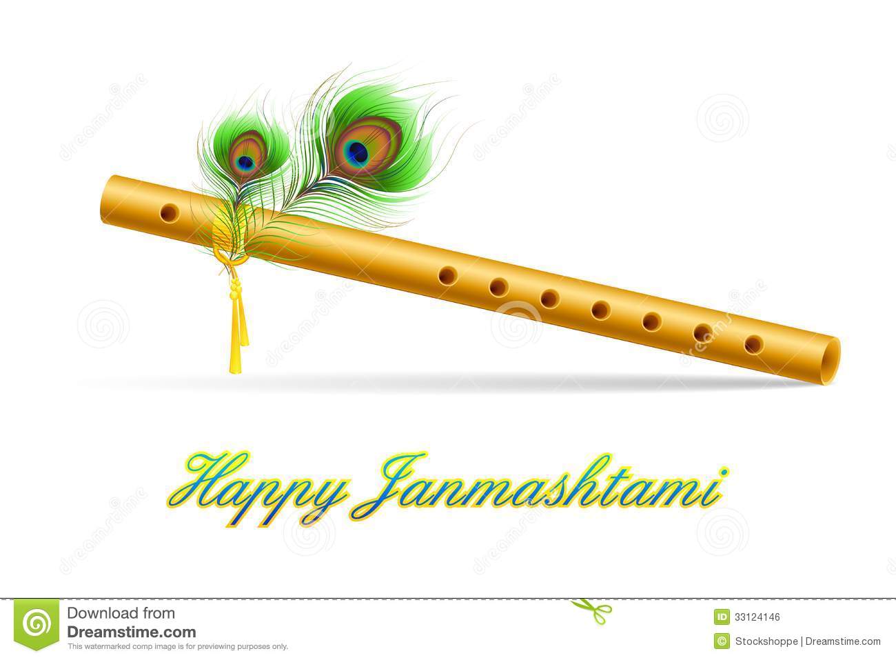 Lord God Krishna Flute Feathe