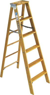 Yellow texture wooden ladder,