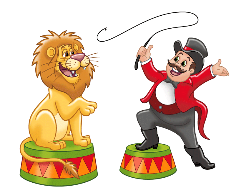 Circus Lion Tamer color and B