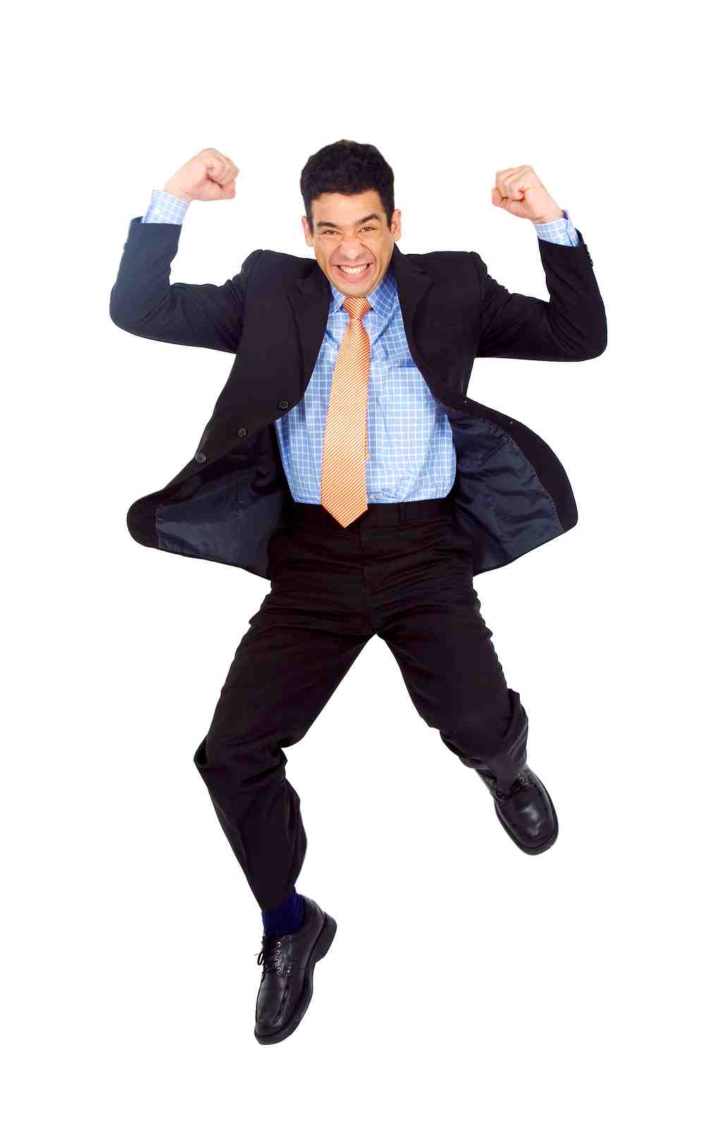 young business man jumping in