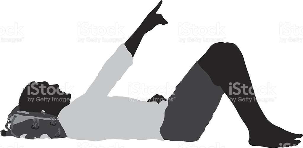 Silhouette of a man lying dow