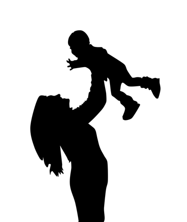 mother and son silhouette