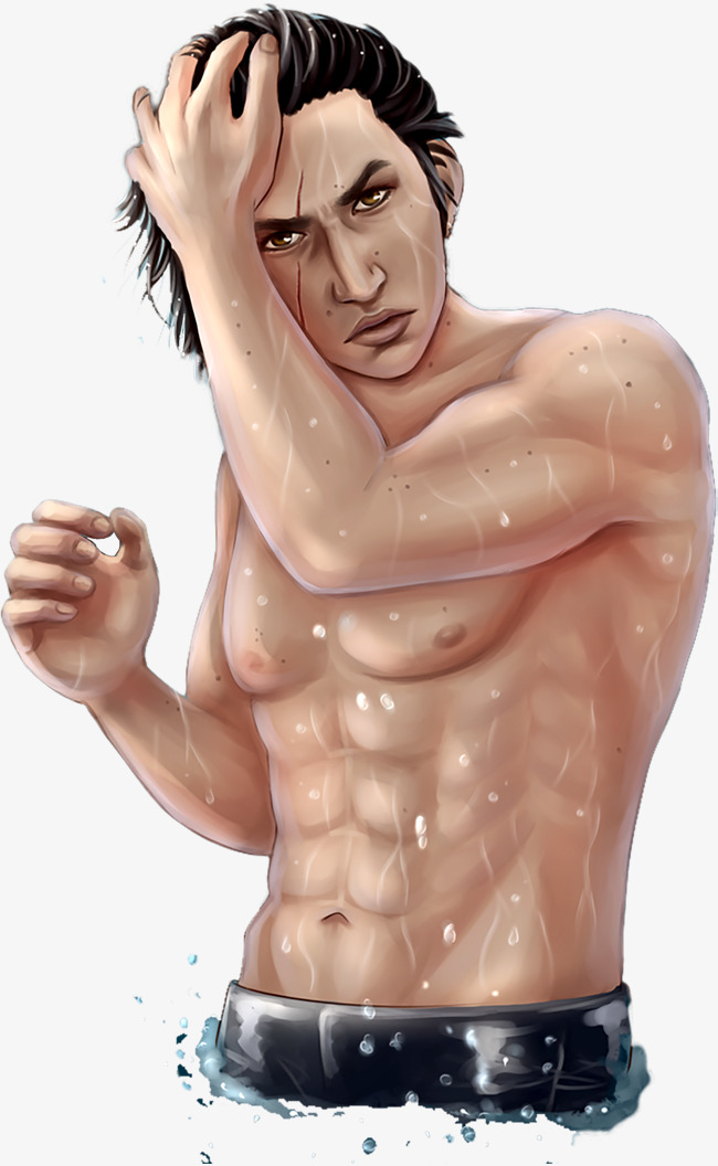 HD man, Bathing, Male, Muscle