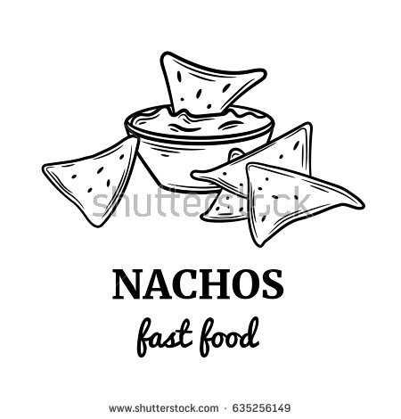 Nachos PNG Black And White - 78858