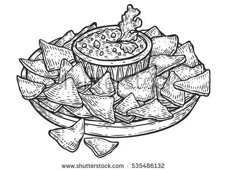 Nachos PNG Black And White - 78856