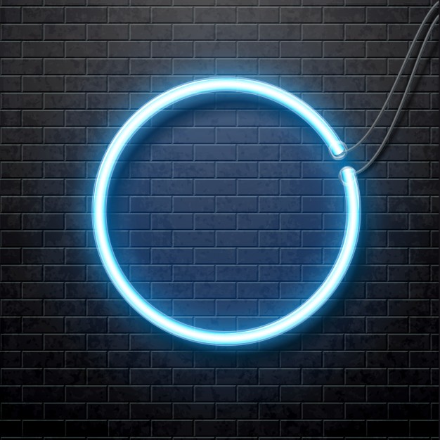 Neon blue circle isolated on 