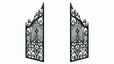 iron gate, Fence, Villa, Open