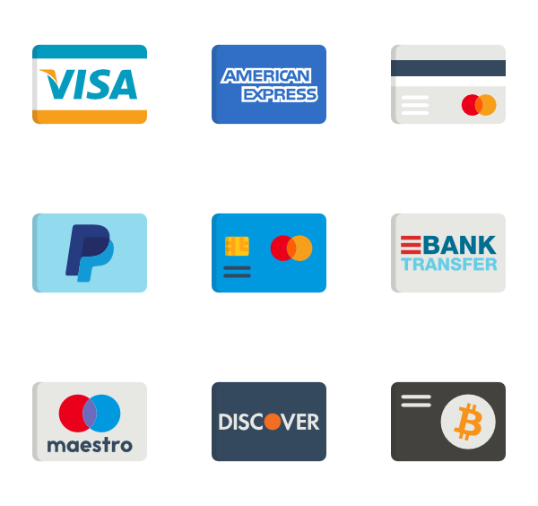 Payment methods 20 icons. Cre