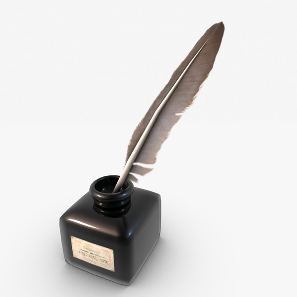 feather quill pen with ink cl