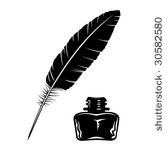Vector feather and ink bottle