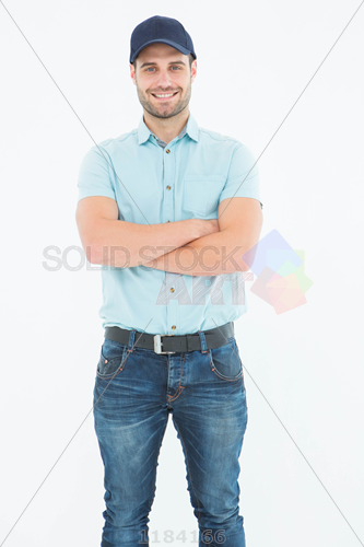 man standing arms crossed iso