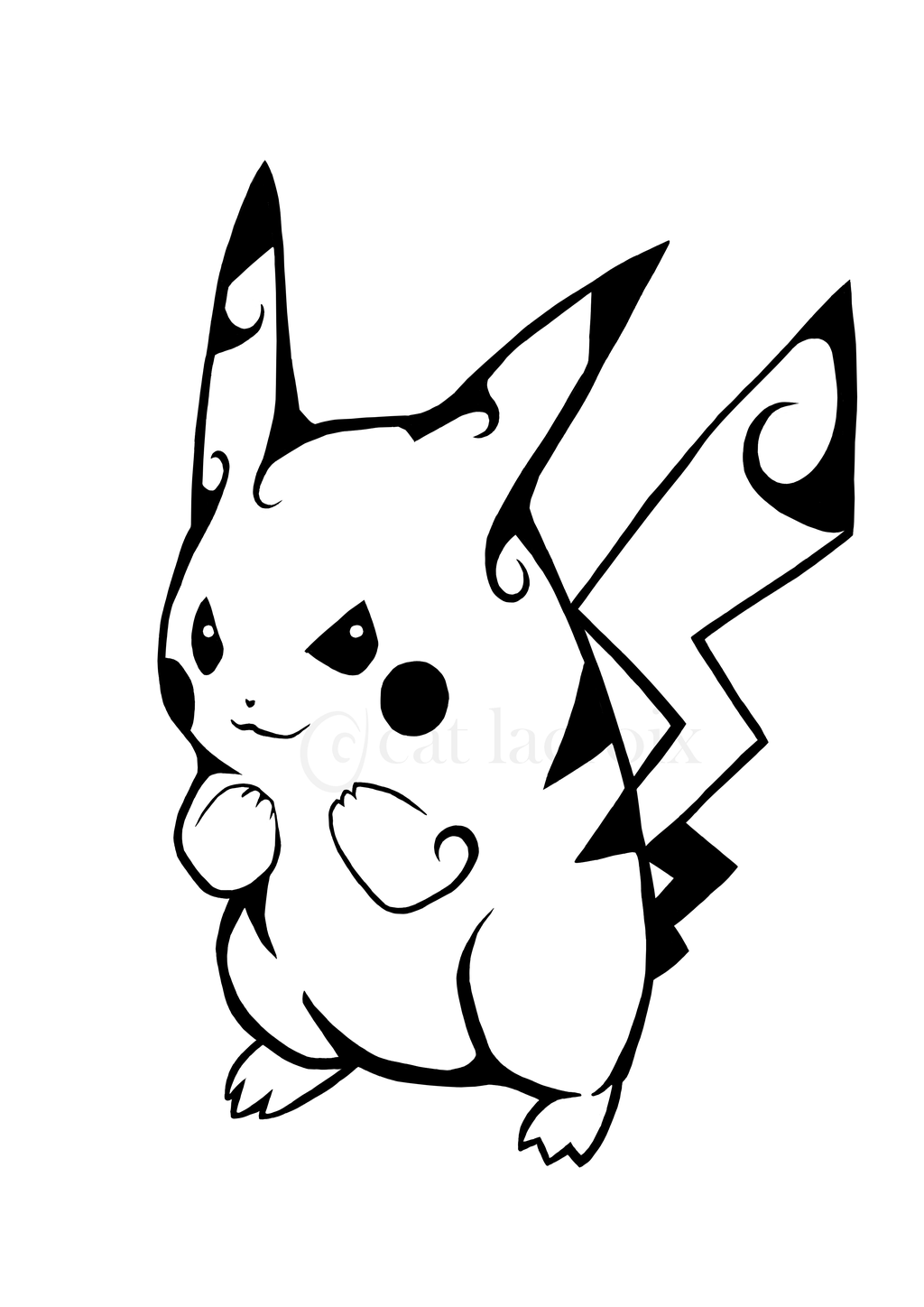 Pikachu PNG Black And White - 77045