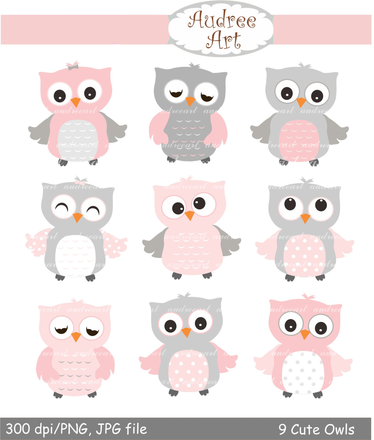 Pink And Gray Owl PNG - 167782