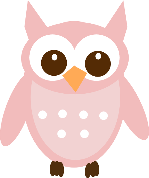 Pink and gray owl clipart