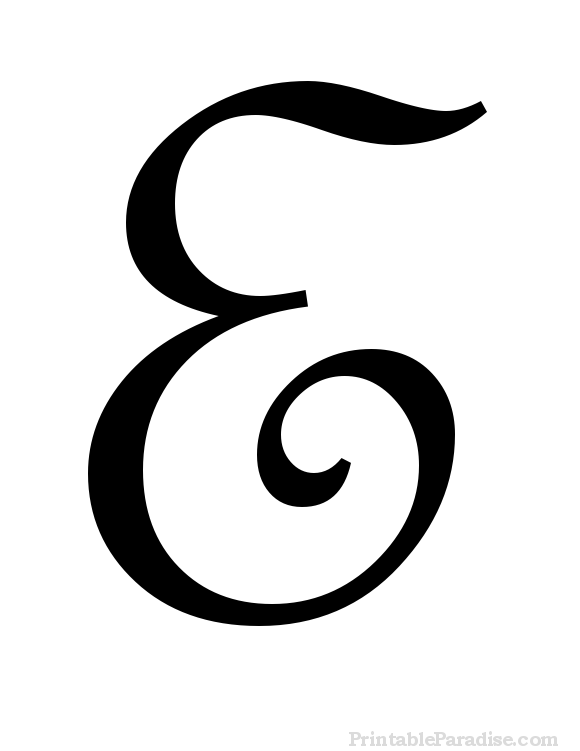 Printable Letter E in Cursive