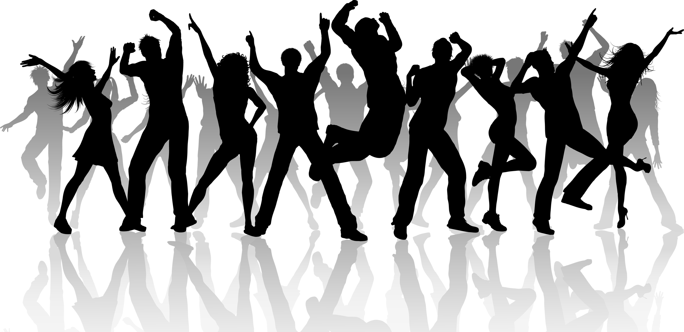 dancing silhouette figures, V