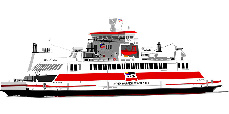 vector white ferry boat, Vect
