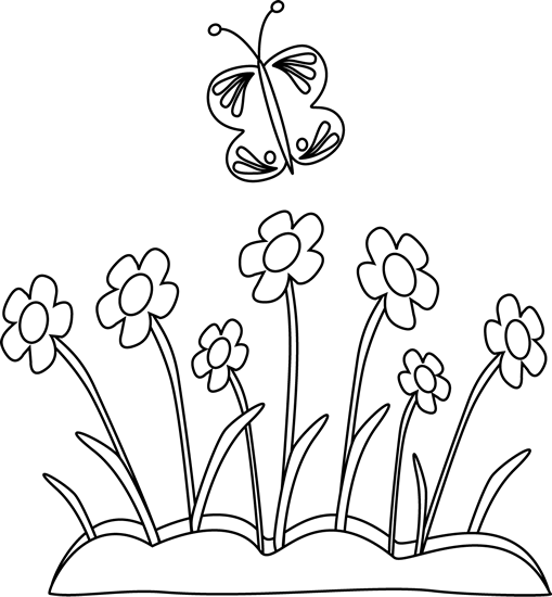 Garden clipart black and whit