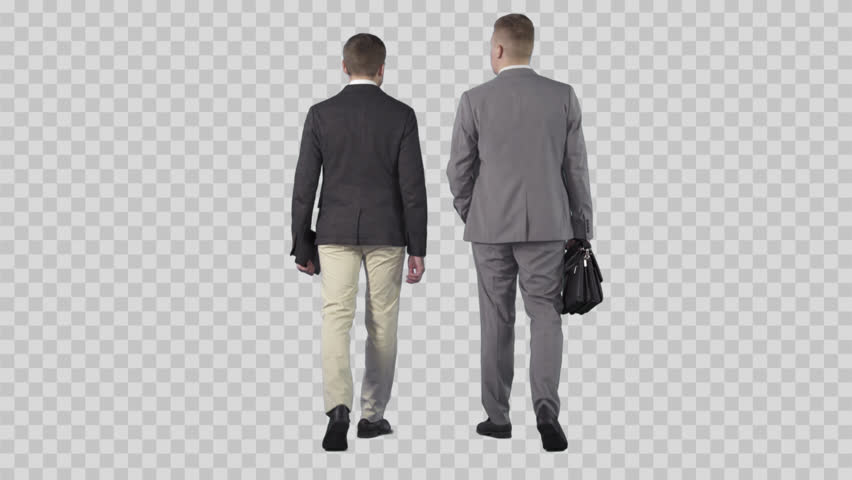 Two businessman are walking f