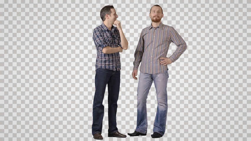 Two men in casual stand side 