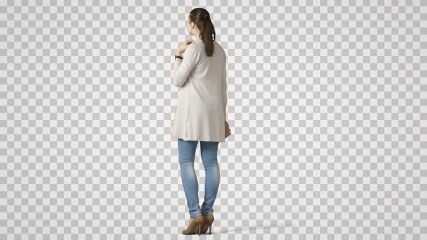 Standing girl with paper pack
