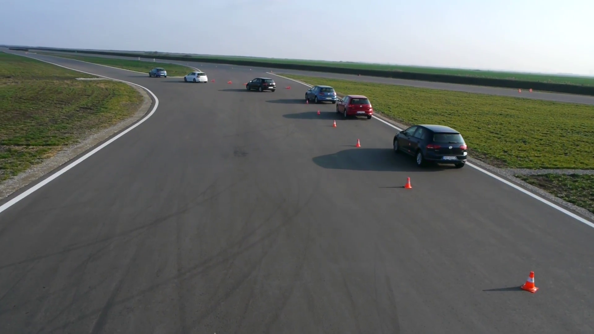 Aerial view of a car running 