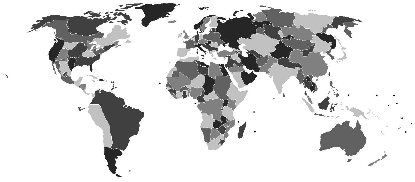 Map of World - Single Color