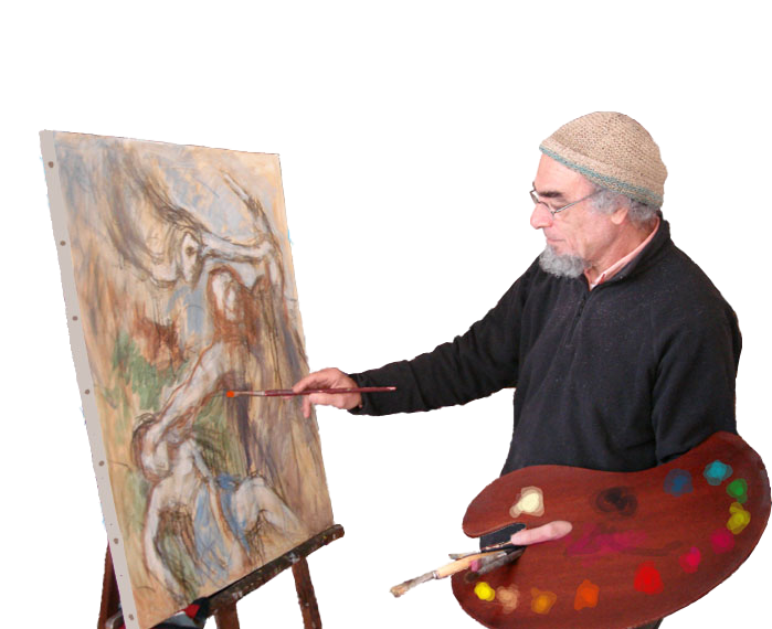 artist at easel clipart