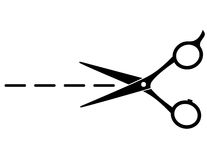 Scissors cutting along a dott