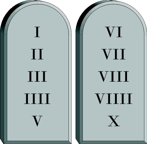 roman numerals ten commandmen