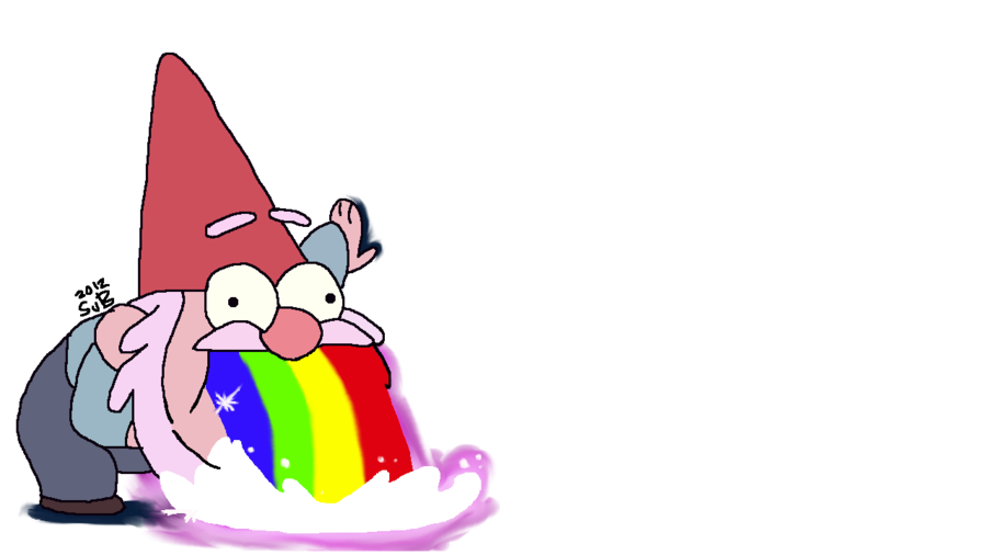 Gnome Throwing Up Rainbows by