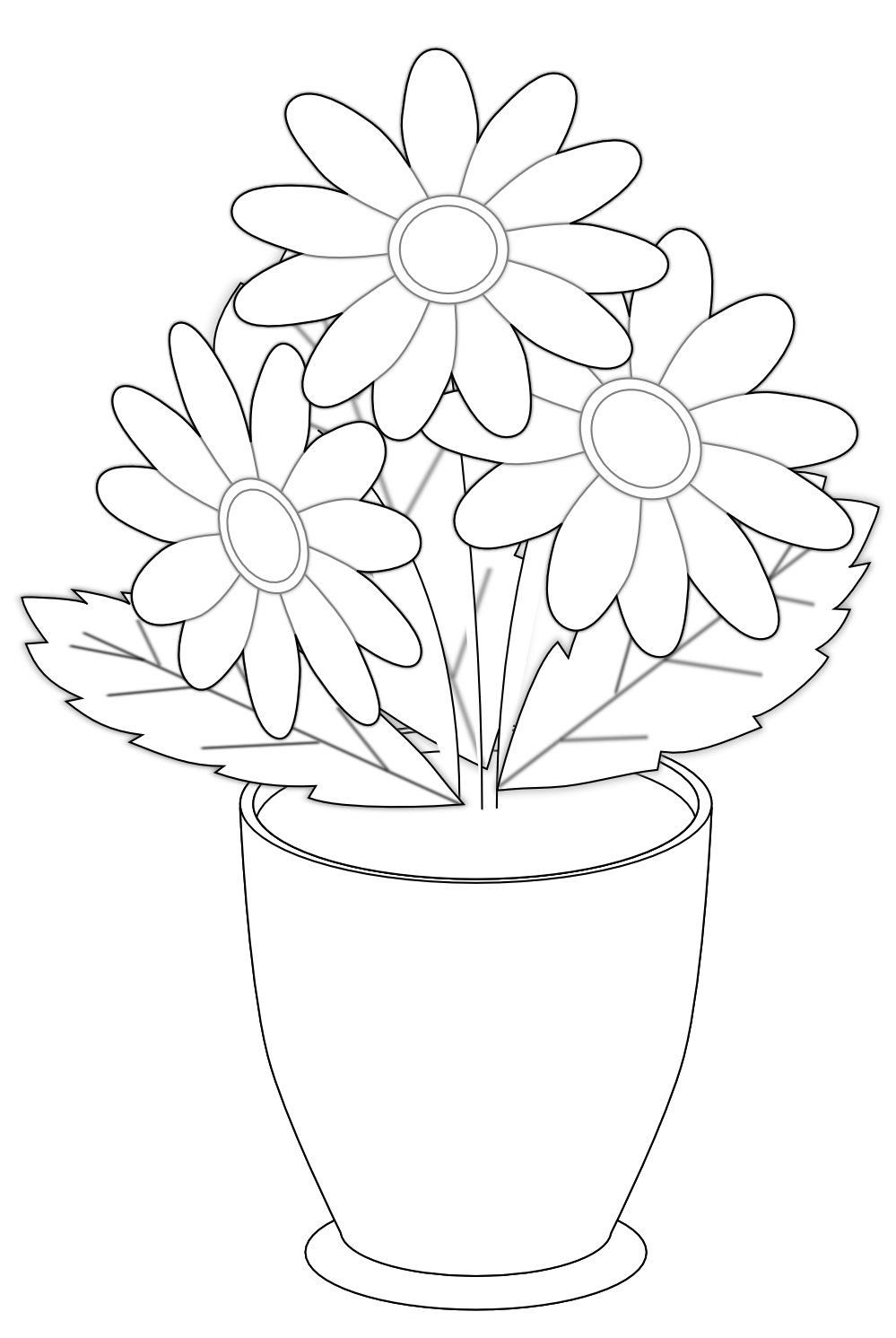 Flower Vase Clipart Black And