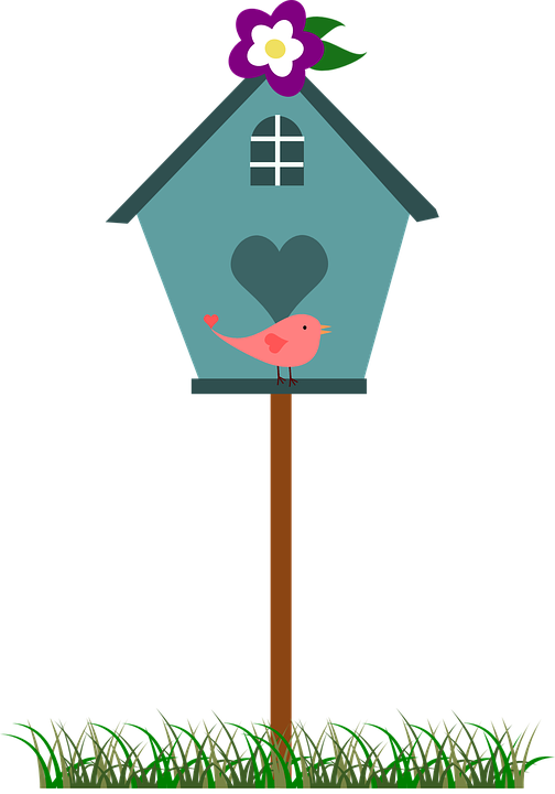 Vogelhaus mit Erdspieß