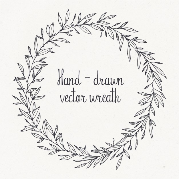 Outlined hand drawn wreath