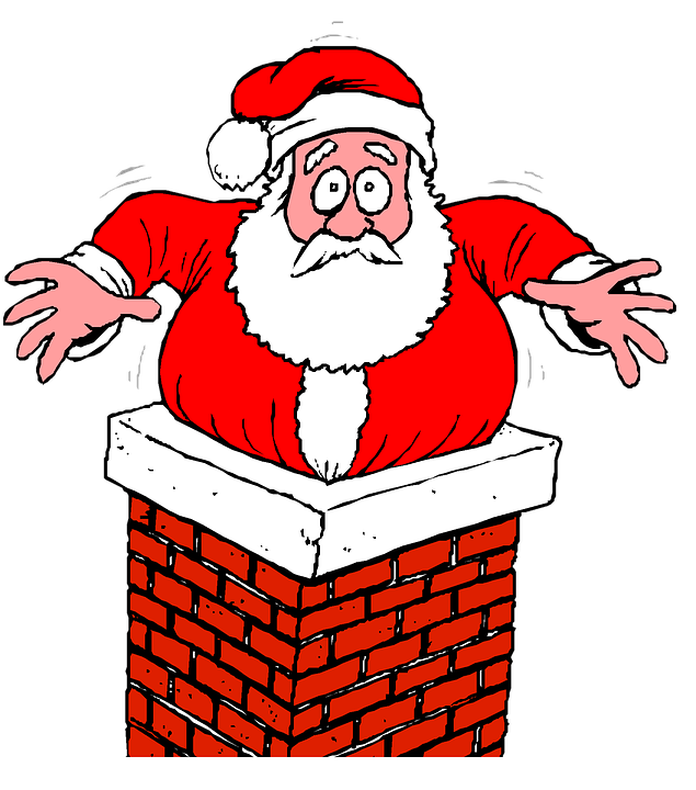 Santa, Chimney, Stuck, Christ