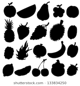Set Of Fruits PNG Black And White - 138631