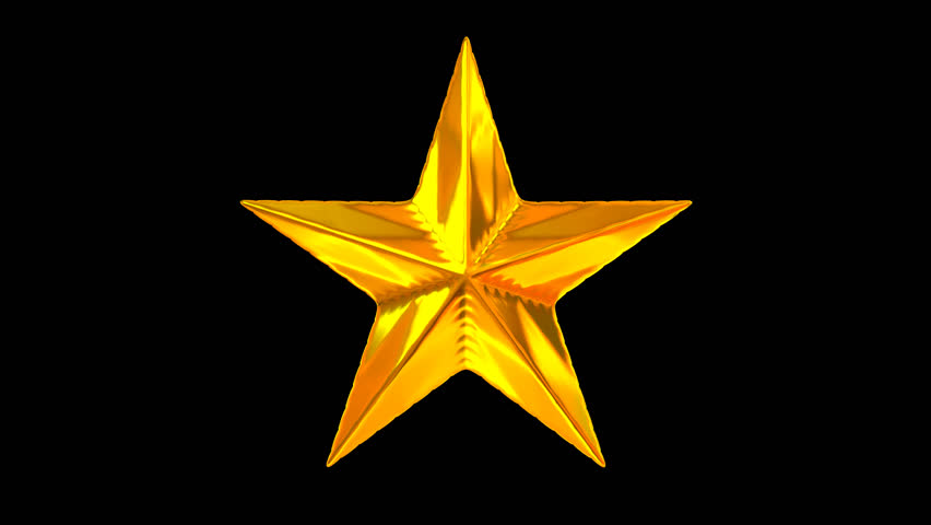 Golden star rotate. 3D render