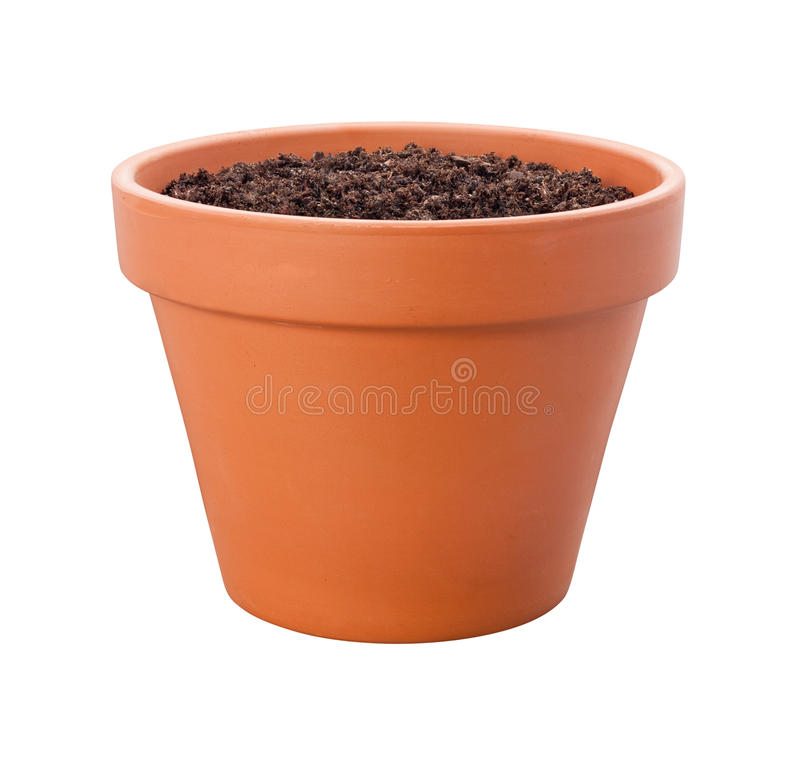flat design pot with soil ico
