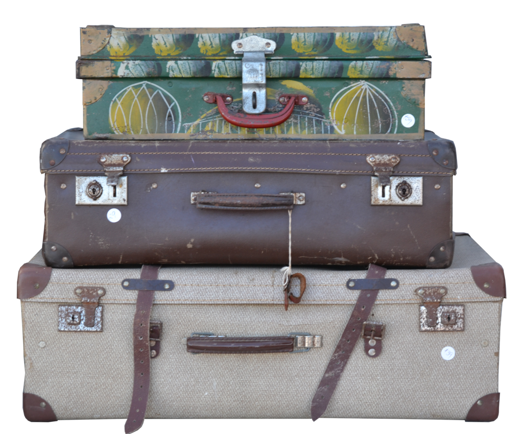 Vintage Luggage: Stack of thr