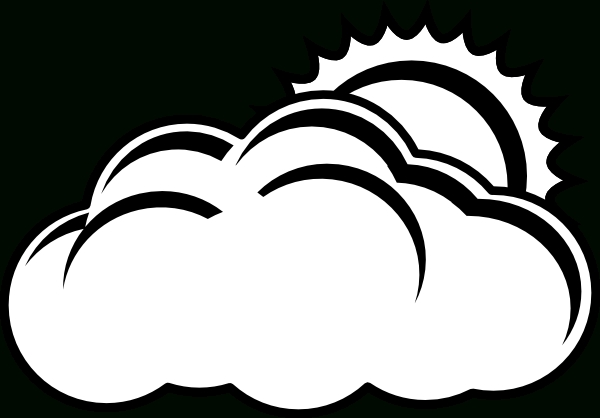 Sun And Clouds PNG Black And White - 151545