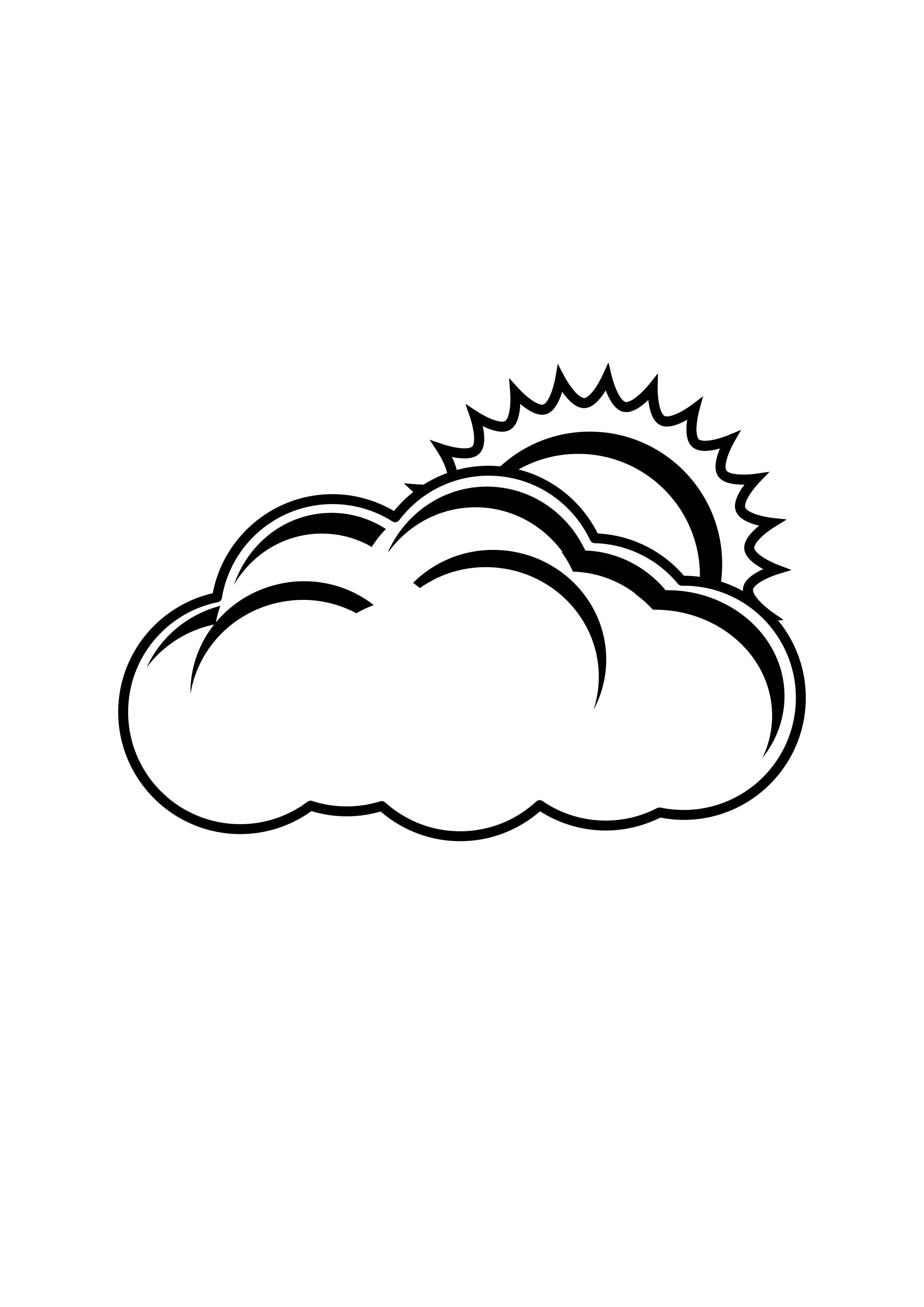 Sun And Clouds PNG Black And White - 151548