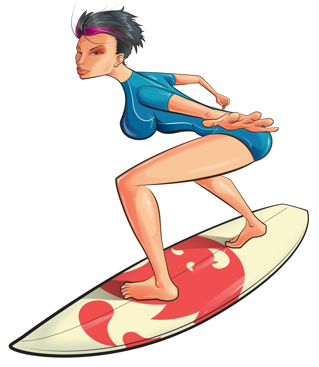 Girl surfing jump silhouette 