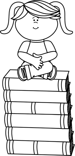 Stack of books, black and whi