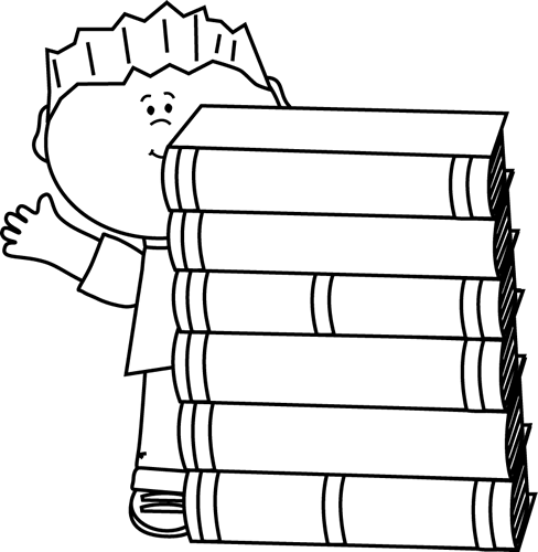 Tall Stack Of Books PNG Black And White - 150125