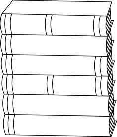 Tall Stack Of Books PNG Black And White - 150110