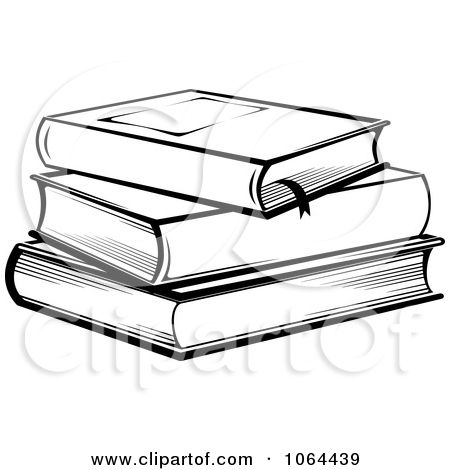 Tall Stack Of Books PNG Black And White - 150116