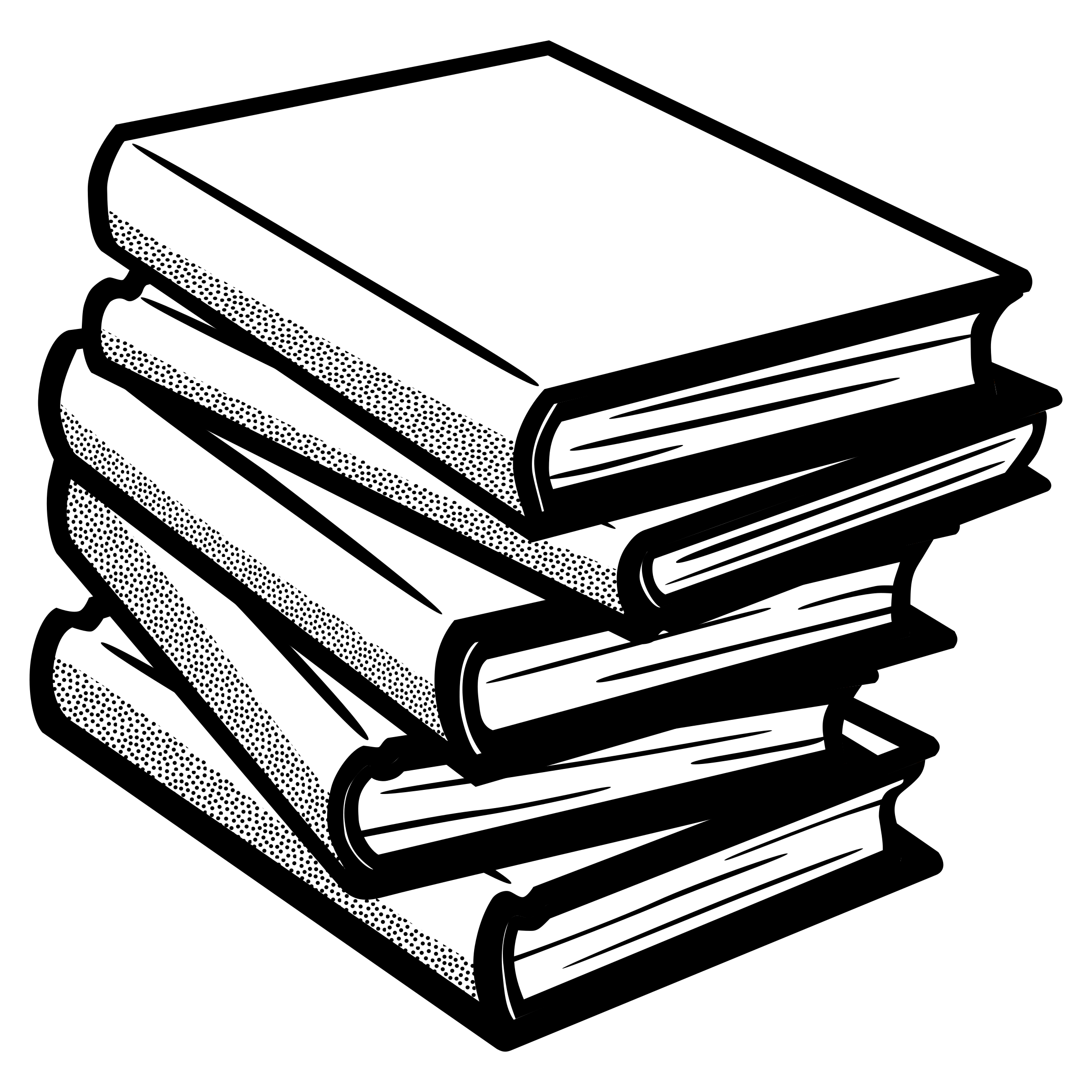 Tall Stack Of Books PNG Black And White - 150114