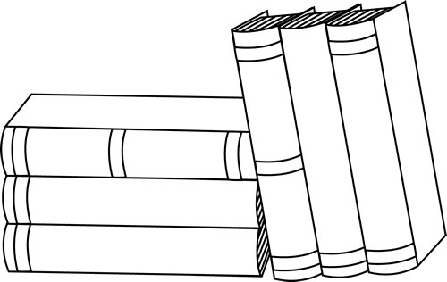 Tall Stack Of Books PNG Black And White - 150112